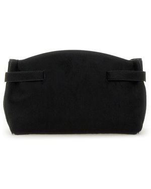 Ferragamo Hug Soft Bag Short Hair Calf Clutch - Black
