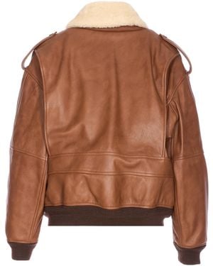 Saint Laurent Coats Calfskin - Brown