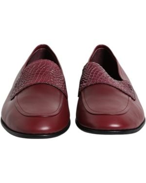 Dolce & Gabbana Leather Reptile Strap Loafer - Red
