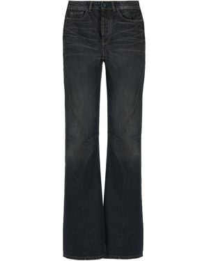 Our Legacy Flared Jeans With Moto Cut Cotton - Black