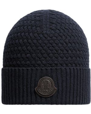Moncler Bonnet Edit Bleu Marine Hat - Blue