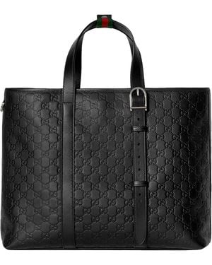 Gucci Gg Emblem Large Shopping Bag - Black