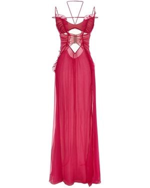 Nensi Dojaka Frilled Cutout Gown - Pink
