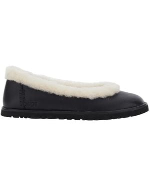 UGG Ballet Flat Zora Leather Mules - Black