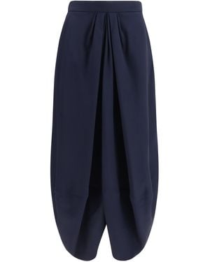 Giorgio Armani Pleated Silk Skirt - Blue