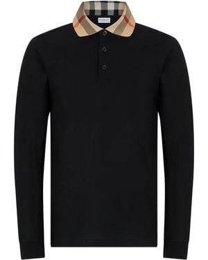 Burberry Long-Sleeve Cotton Polo Shirt - Black