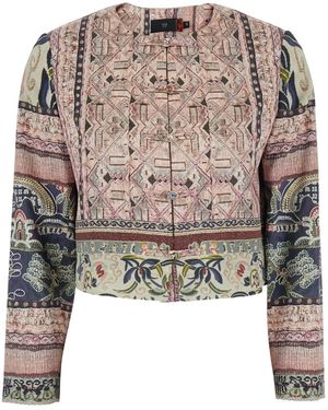 HUI Valerio Jackets Print With Silk Front Closure For Sapphire Blazers - Multicolor