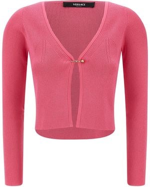 Versace Safety Pin-Fastened Cardigan - Pink