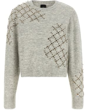 Pinko Rhinestone-Embellished Sweater - Gray