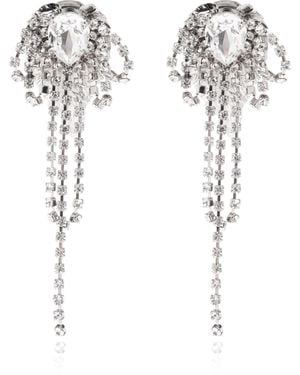 Alessandra Rich Clip-On Earrings With Shimmering Crystals - Multicolor