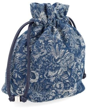 Ganni Tapestry Bag Organic Cotton Handbags - Blue