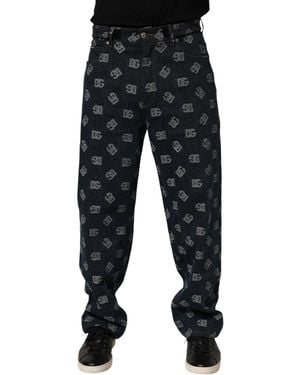 Dolce & Gabbana Logo Print Straight Denim Jeans Co+02 Clothing - Black