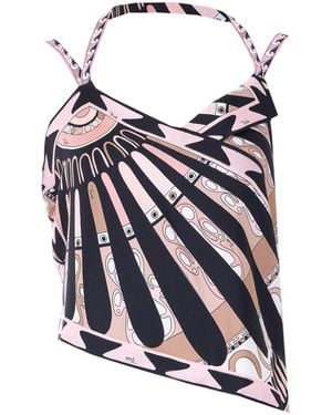 PUCCI Soleil Print Cropped Top - White