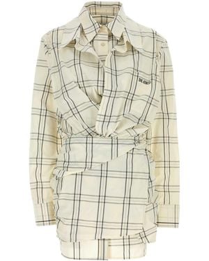 The Attico Embroidered Cotton Mini Shirt Dress - White