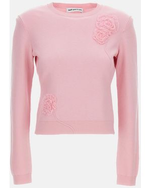 Self-Portrait Flower Knit Jumper - Pink