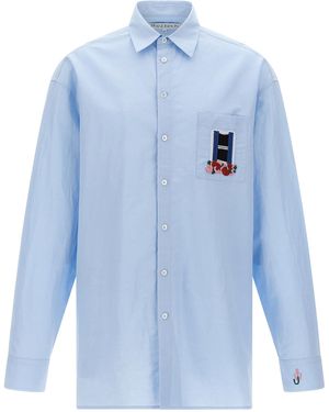 JW Anderson Window Shirt Linen Shirt, Blouse - Blue