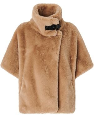Pinko Faux Fur Short Asymmetrical Cape - Brown