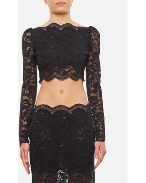 Rabanne Lace Long Sleeve Top - Black