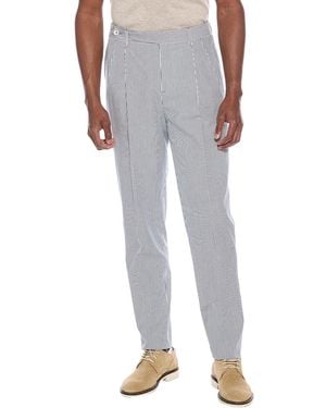 Brunello Cucinelli Striped Cotton Trousers - Grey