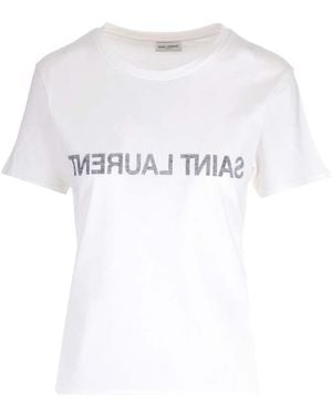 Saint Laurent T-Shirt With Reverse Logo - White