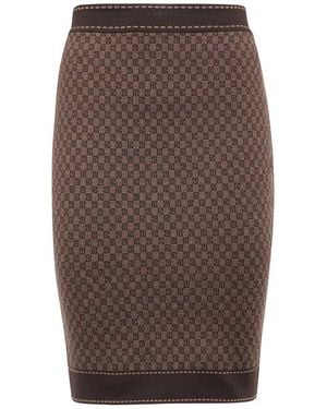 Balmain Logo Detail Knitted Skirt - Brown