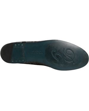 Dolce & Gabbana Jacquard Leather Slip On Loafers Shoes - Grey