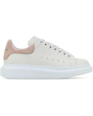 McQueen Leather Sneakers With Powder Suede Heel Snea Method Calf/Daim - White