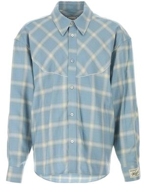 WOOYOUNGMI Embroidered Jersey Oversize Shirt - Blue