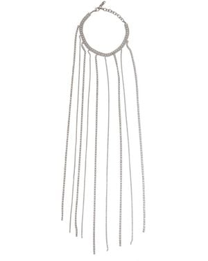 Silvia Gnecchi Coloured Necklace With All-Over Applied Glass Crystals And Adjustable Clasp - White