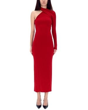 Courreges Draped One-Shoulder Dress Viscose Elastane - Red