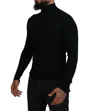 Dolce & Gabbana Half Zip Turtleneck Pullover Jumper Wool Clothing - Black