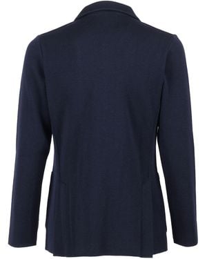 Lardini Knitted Jacket Pure Virgin Wool Single Breasted - Blue