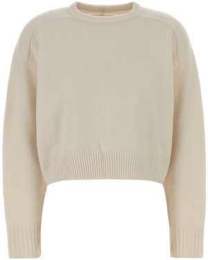Loulou de Saison Ivory Wool Blend Bruzzi Sweater - Natural