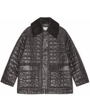 Ganni Quilted Midi Jacket Not Specified - Grey
