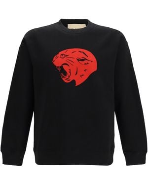 Valentino Panther Sweatshirt Cotton Sweatshirts - Black