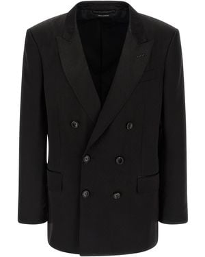 Tom Ford Tone-On-Tone Polka Dot Blazer - Black