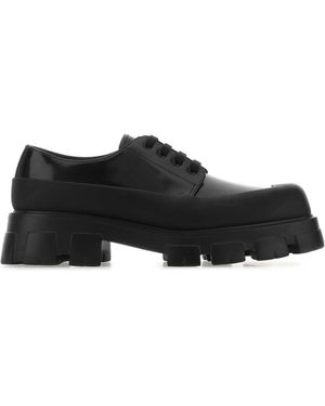 Prada Leather Lace-Up Shoes - Black