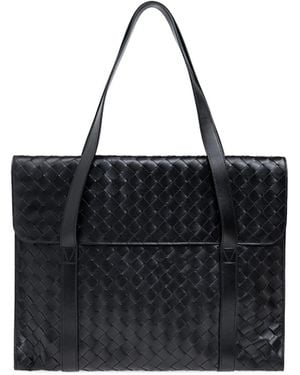 Bottega Veneta Intrecciato Leather Briefcase - Black