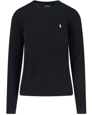 Polo Ralph Lauren Logo Braided Sweater - Blue