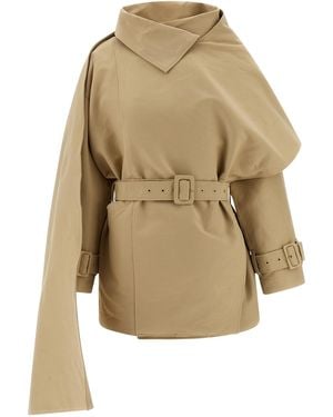 Entire studios Mini Scarfcoat Coat Cotton Coats, Trench - Natural