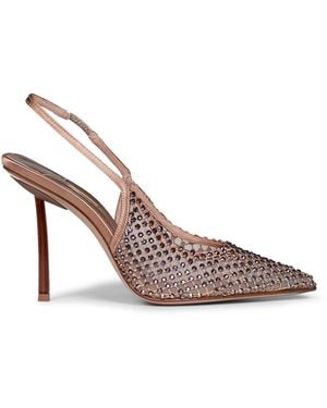 Le Silla Slingback Heels Gilda Mordore Lambskin Pumps - Natural