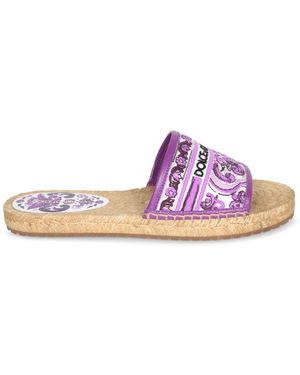 サンダル・ミュール DOLCE&GABBANA MAIOLICA PATTERN ESPADRILLES SLIDES Dolce&Gabbana Maiolica-embroidered slide sandals for Women