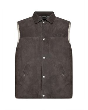 Brunello Cucinelli Steel Suede Padded Vest - Brown