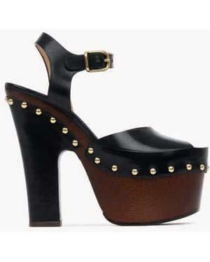 Chloé Chloé-Studded Suede Platform Heel - Black