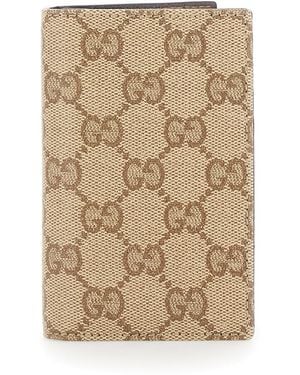 Gucci Wallet Gg Canvas And Leather - Natural