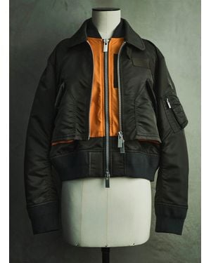 Sacai Blouson Hybride Nylon Twill Kaki Foncé Jacket - Grey