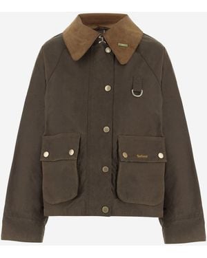 Barbour Waxed Cotton Jacket With Contrast Collar - Brown