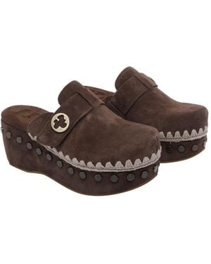 Mou Sandals Suede Leather/Rubber Sole - Brown