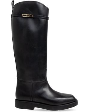 Emporio Armani Leather Boots - Black