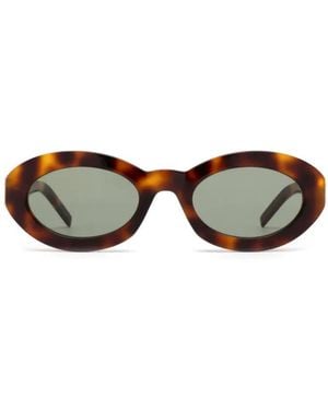 Saint Laurent Saint Laurent Eyewear Slm136 Oval Frame Sunglasses - Brown